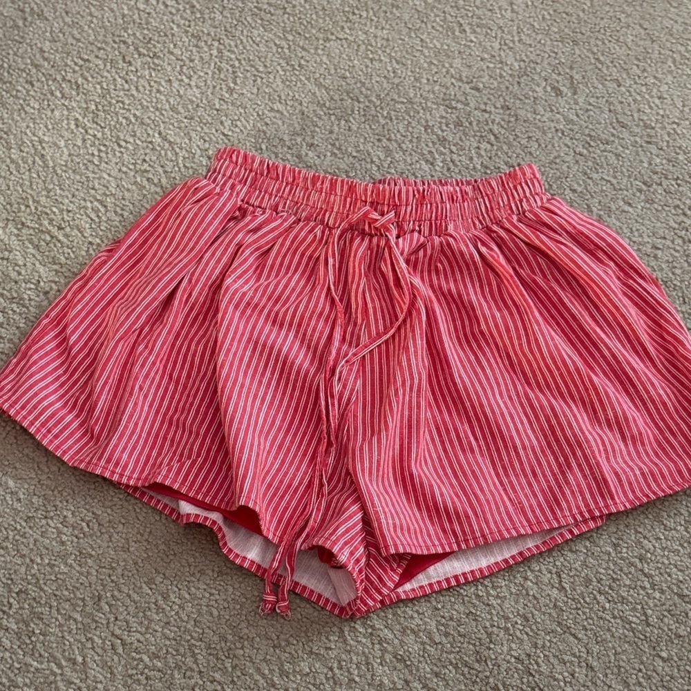 Mi Ami Red Striped High Waist Shorts size XS